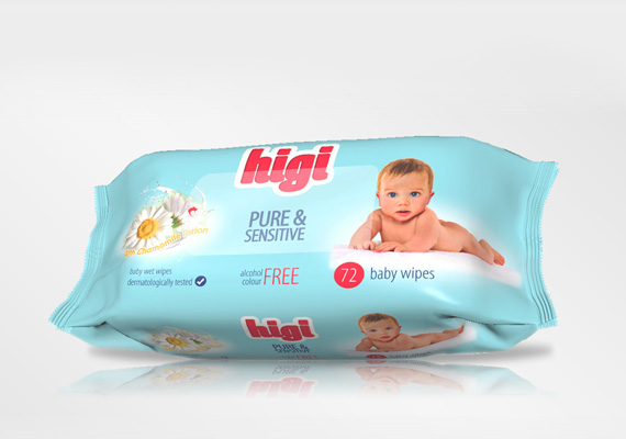 Baby wet wipes packaging design.
