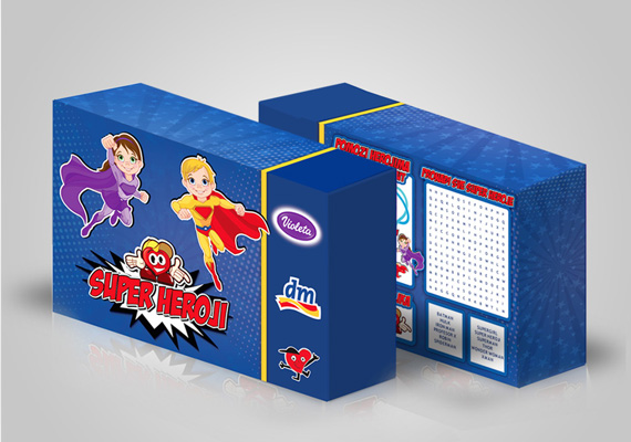 Superheroes box packaging design.