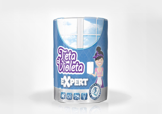 Teta Violeta EXPERT kitchen towel packaging design.