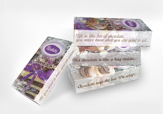 Violeta WInter Edition pocket tissue packaging design.