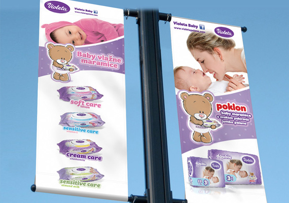 Violeta Baby Care products outdoor advertising.